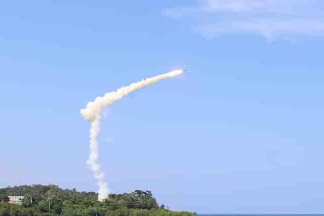 BrahMos missile test-fired on 23 March 2022. (Andaman and Nicobar Command/Twitter)