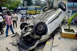 Accident on a Bengaluru road,  (Photo by Bachchan Kumar/Hindustan Times via Getty Images). 