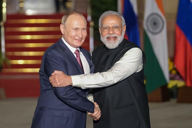 Prime Minister Narendra Modi with Russian President Vladimir Putin.