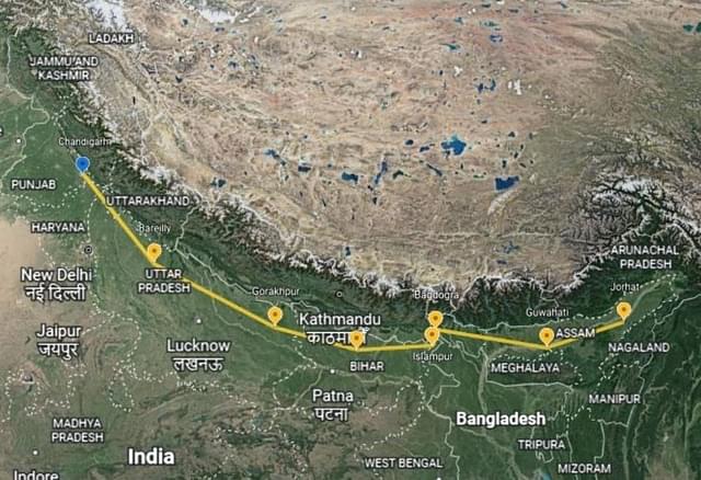 The route taken by the IAF Chinook for this operation.  
