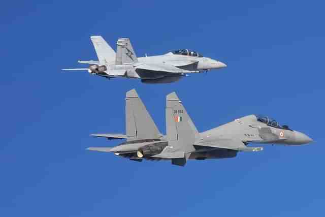 Indian Su-30 MKI flies with an Australian F-18 Hornet (Representative Image) (Livefist)