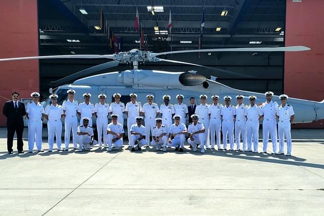 The first batch of Indian Navy's MH-60 helicopter aircrew. (Livefist/Twitter)