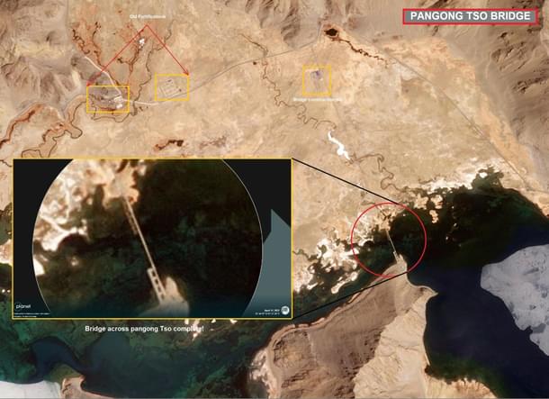 China's bridge over Pangong Tso. (@NatureDesai/Twitter)