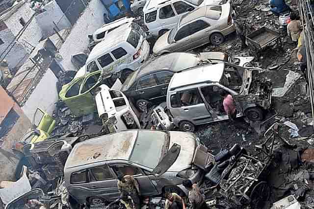 A vehicle scrap yard.