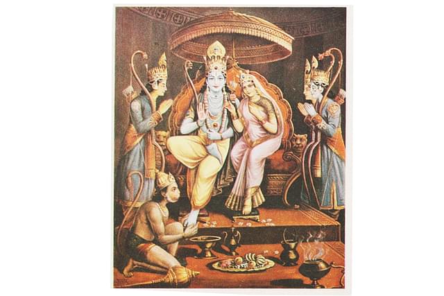 Hanuman in Sri Rama coronation as depicted in 'Kalyana Kalpataru.'