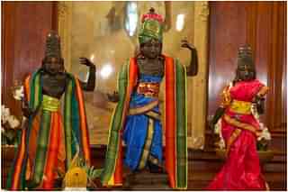 Idols of Shri Rama, Devi Sita and Shri Lakshmana that were stolen from Tamil Nadu around 1978 and were brought back to India in 2020. 