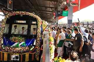 Former chief minster Uddhav Thackeray inaugurating Lines 2-A and 7 of Mumbai Metro. (CMO Maharashtra)