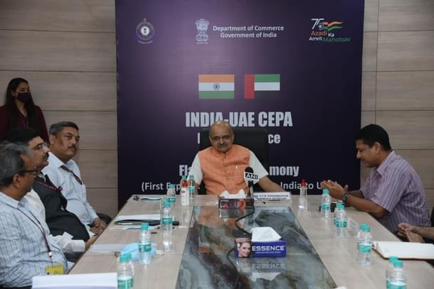 Ministry of Commerce Secretary, BVR Subrahmanyam flagged off first consignment under India-UAE CEPA