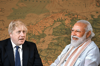 British PM Boris Johnson (left) and PM Narendra Modi (right)