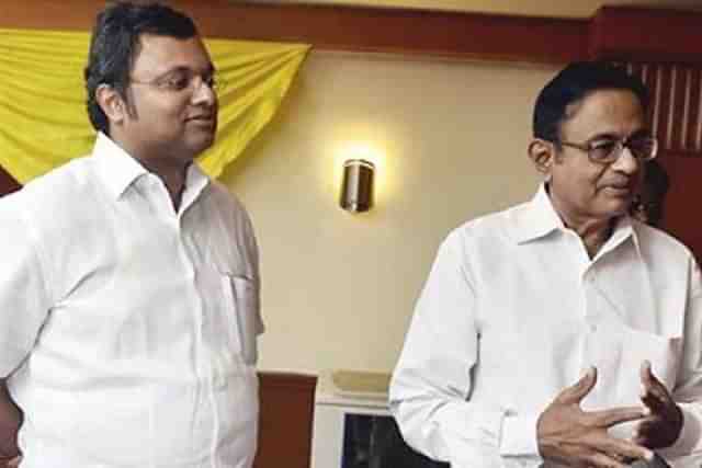 P Chidambaram (right) with his son Karti Chidambaram.