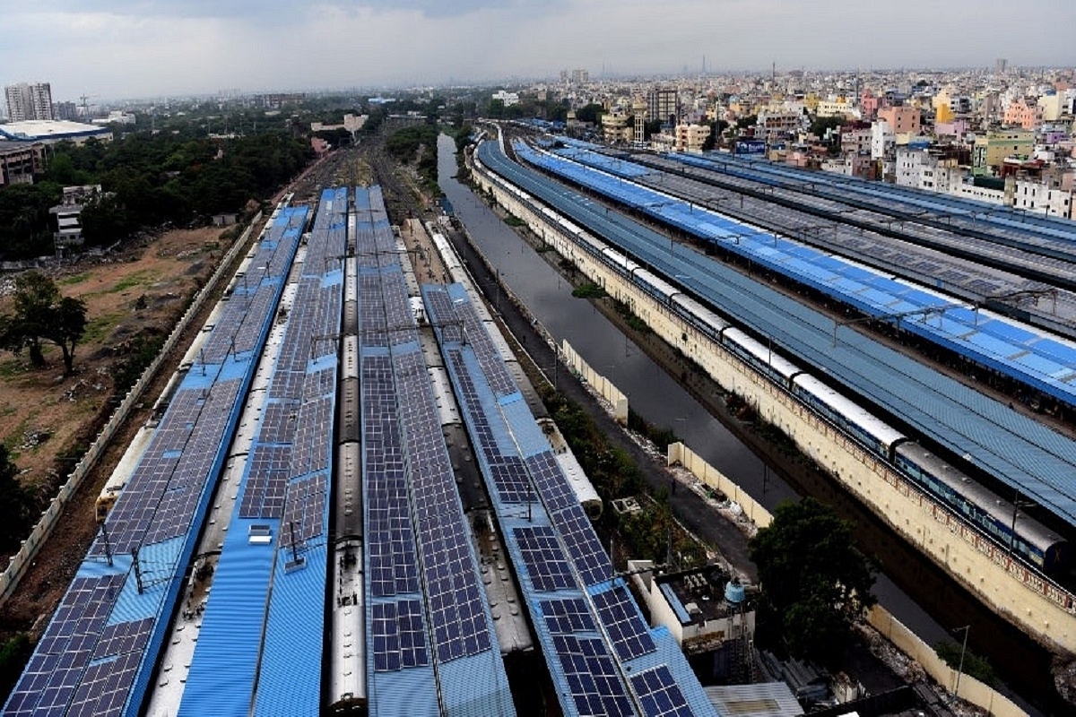 Solar panels installed on a railway station