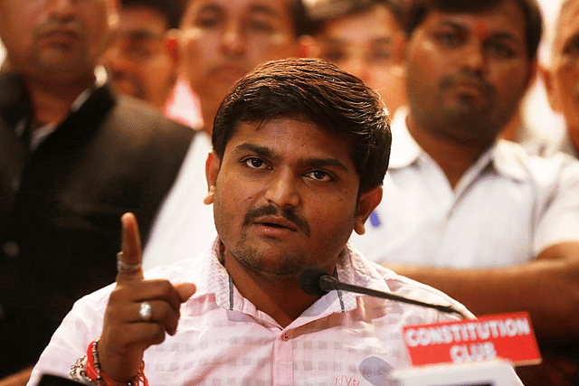 Hardik Patel, convener of Patidar Anamat Andolan Samiti, during a press conference. (Ravi Choudhary/Hindustan Times via Getty Images)
