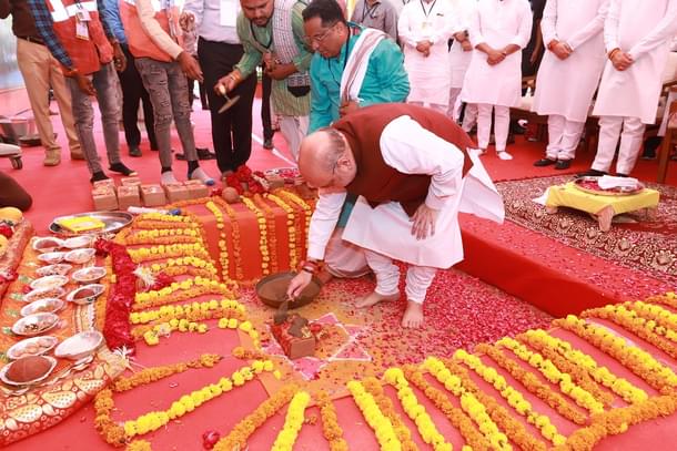 Home Minister Amit Shah laying foundation stone for Naranpura sports in Ahmedabad (DD News)