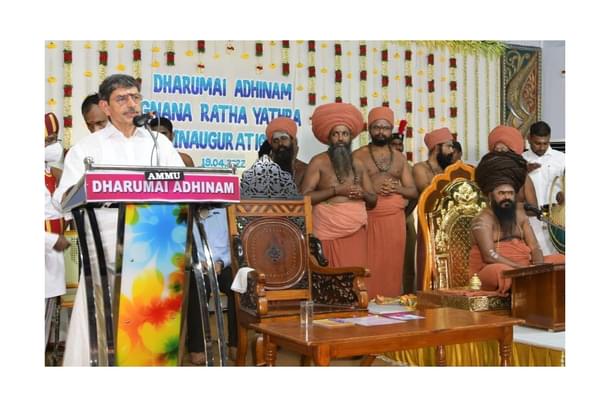 His Excellency the Governor before His Divine Holiness Dharumai Adheenam