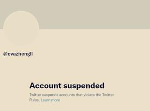 @evazhengll is one of the many Chinese propaganda accounts suspended by Twitter.
