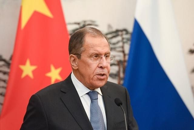 Russian Foreign Minister Sergei Lavrov speaks during a press conference. (Photo by Madoka Ikegami-Pool/Getty Images)
