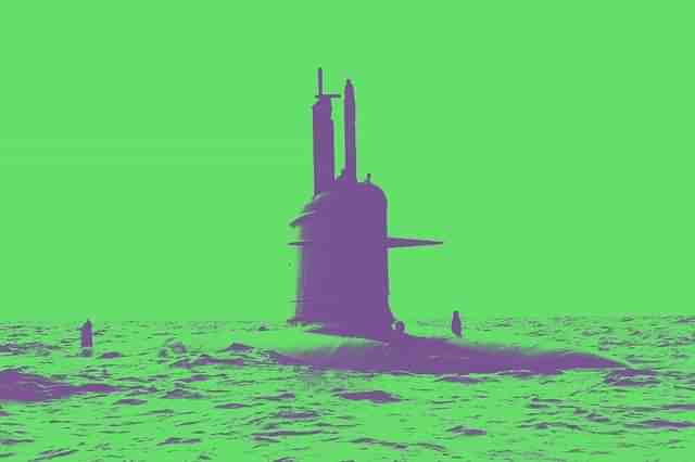 Scorpene-class submarine of the Indian Navy. 