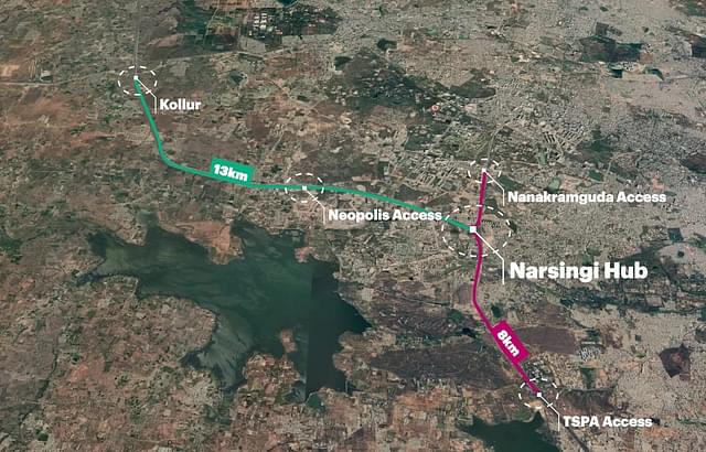 Route of cycle track to be built in western Hyderabad (@TheNaveena/Twitter)
