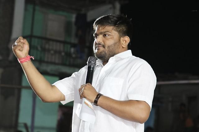 Hardik Patel speaking at an event in Surat on 1 May. (Hardik Patel/Twitter)