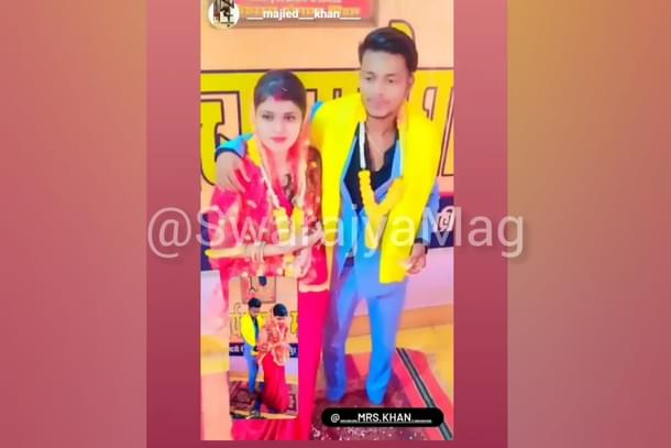 Mokshika and Majied Khan after their marriage. Screenshot from a post