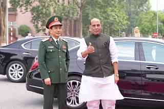 Defence Minister Rajnath Singh with his Vietnamese counterpart General Phan Van Giang (Pic via Twitter)