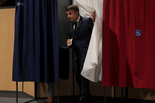 President Emmanuel Macron voting on Sunday.