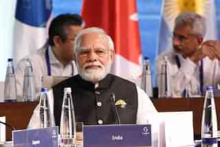 Pictured: Prime Minister Narendra Modi, with External Affairs Minister 
 S Jaishankar at the back