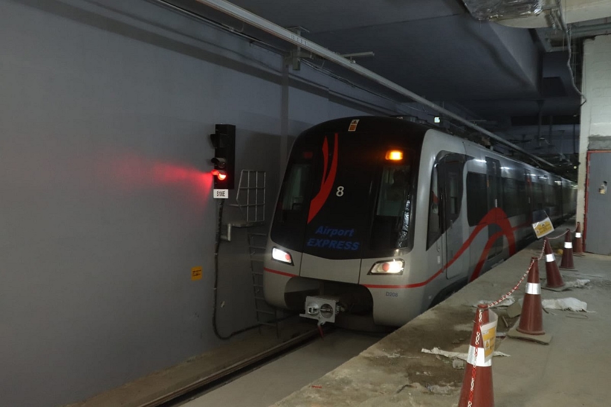 Trial run on extended section of Airport Express Line (DMRC)