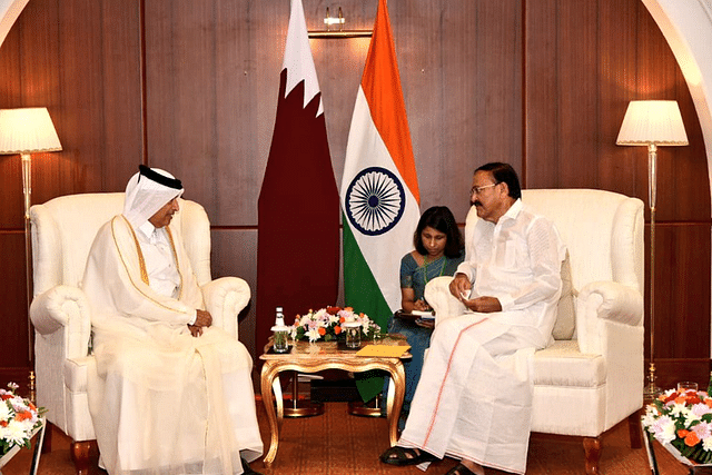 Speaker of Qatar Shura Council, H.E. Mr Hassan bin Abdulla Al Ghanim with Vice President M. Venkaiah Naidu (Twitter)