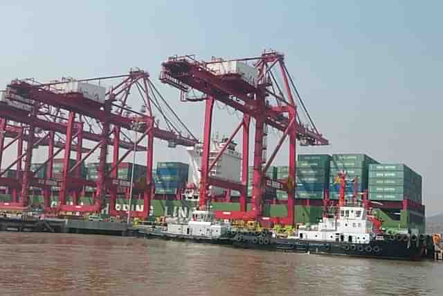 Containers loaded onto a ship at the Jawaharlal Nehru Port Trust (Representative Image) (Bhaskar Paul/The India Today Group/Getty Images)