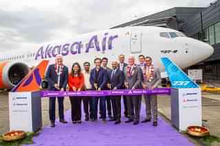 Executives of Boeing and Akasa Air marking hand over of first 737 Max aircraft (Akasa Air)