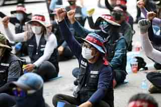Truckers striking in South Korea.