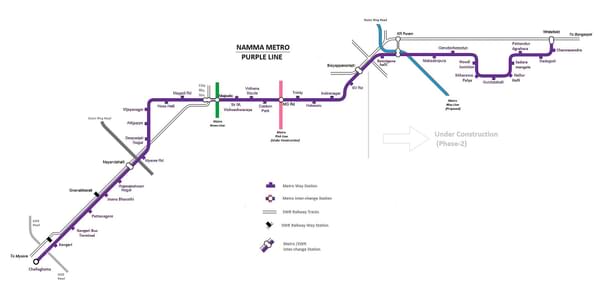 Map of Namma Metro's Purple Line (Wikipedia)