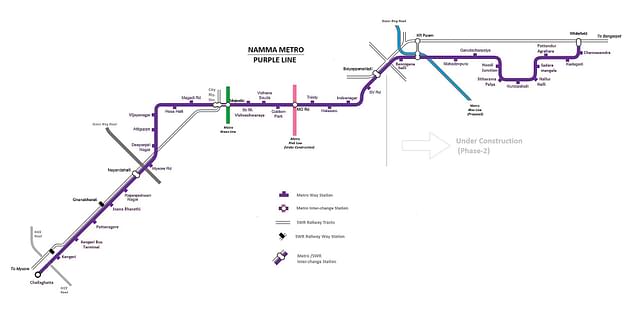 Map of Namma Metro's Purple Line (Wikipedia). 