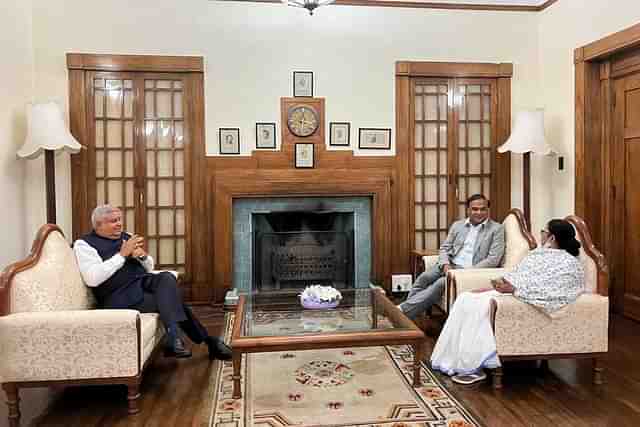 Bengal Governor Jagdeep Dhankar, Assam CM Himanta Biswa Sarma and Bengal CM Mamata Banerjee