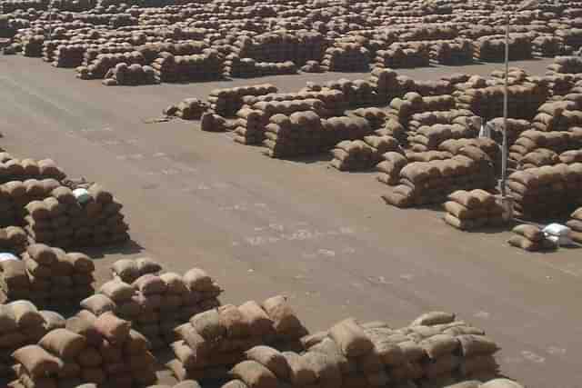 Foodgrains stored at a market yard. (Representative image)