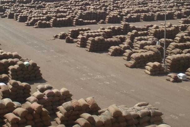 Foodgrains stored at a market yard. (Representative image)