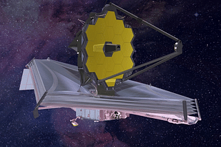 An artist's illustration of NASA's James Webb space telescope with its sunshield fully deployed