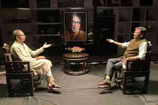 Sanjay Raut (R) interviews Uddhav Thackeray (L)