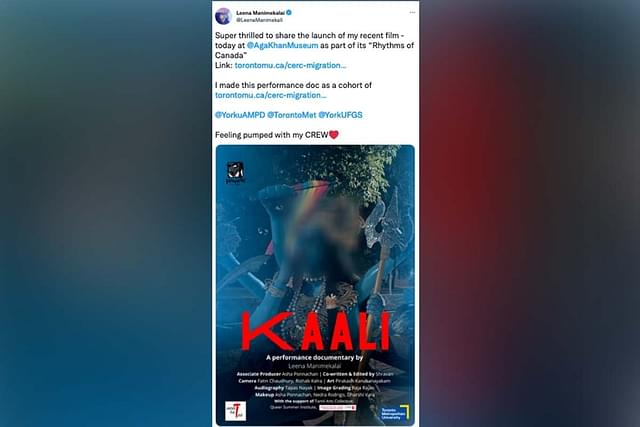 Tweet (now withheld) sharing the controversial poster of the movie 'Kaali'