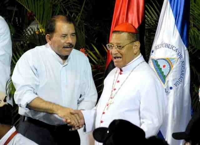 Daniel Ortega and late Cardinal Miguel Obando y Bravo