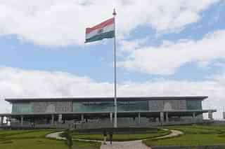 National flag hoisted infront of terminal building of Deoghar Airport (AAI)