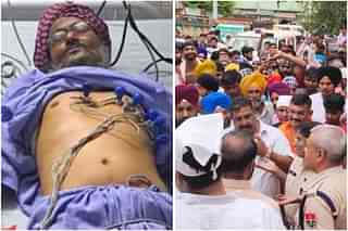 Victim Gurbaksh Singh (left); on the right, a picture of the protest by Sikhs and Hindus on 22 July in Alwar
