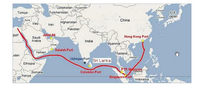 Vizhinjam port location with respect to international East-West shipping route