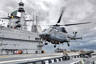 Dhruv helicopter landing on IAC Vikrant's deck. (Indian Navy)