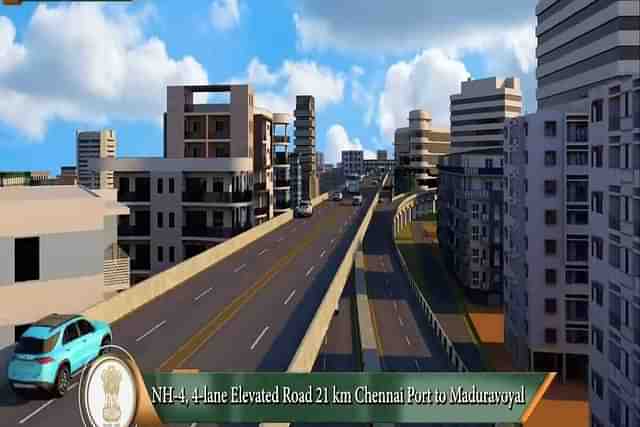 Illustration of Chennai Port - Maduravoyal Multi-level Elevated Corridor (via Twitter)