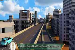Illustration of Chennai Port - Maduravoyal Multi-level Elevated Corridor (via Twitter)