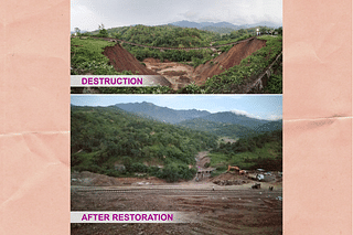 Restoration of the major breach in KM77-78 between Daotuhaja and Phiding. (Photo: Northeast Frontier Railway/Twitter)