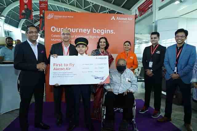 Rakesh Jhunjhunwala at the ceremony to mark maiden flight of Akasa Air (Akasa Air)