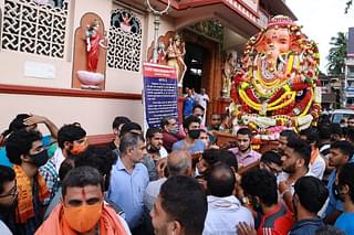 Ganesha atop the shoulders of volunteers at the Venkataramana temple,Mangaluru